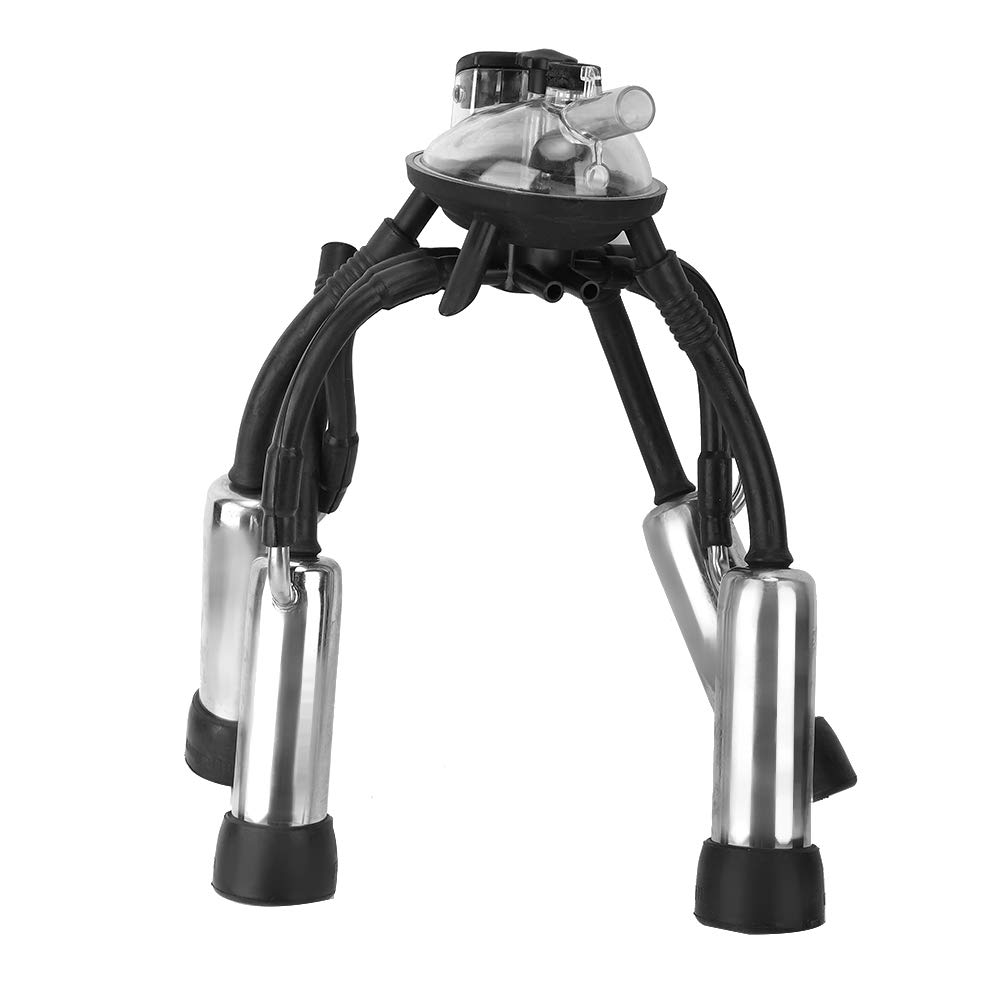 Fabater Milking Cluster, 240CC Stainless Steel Rubber Cow Milking Cluster with Hook, Smooth Milk Cup Set for Vacuum Pump Milking Machine