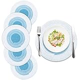 Amidaky Juego de 6 manteles individuales redondos lavables y trenzados de 14 pulgadas para cocina, color azul claro