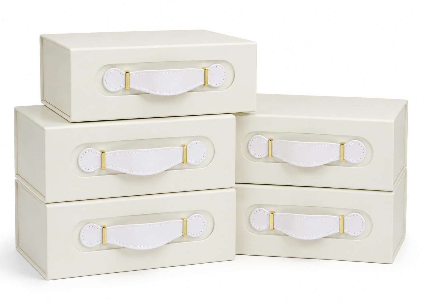 Emartbuy Pack of 5 Ivory Folding Magnetic Gift Box 33 x 25 x 12 cm