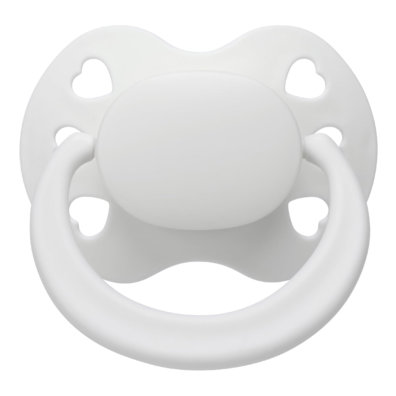 Somniumnight Clear Silicone Adult Pacifier: Heart-Shaped Holes Shell Binky for Anxiety & Stress Release - DIY Re-Assembled Large Teat Dummy White
