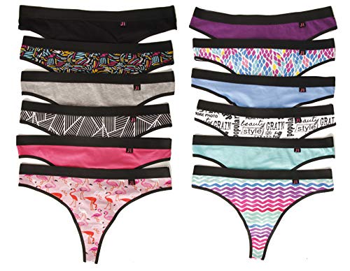 Just Intimates 12139-5 Cotton Panties/Thong Underwear (Pack of 12)