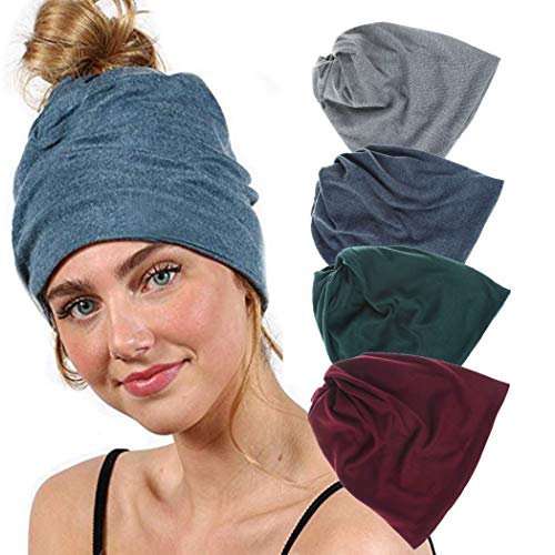 Bmadge Head Wraps for Women Strech CottonTurban Soft Breathable Headband Hair Scarfs Yoga Workout Headpieces Fabric Beanie Cap Fashion Headwear Hair Accessories for Women and Girls 4Pcs
