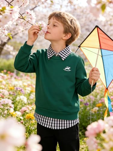 Image of KIDLAGA Toddler Boy Clothes Long Sleeve Sweatshirt Tops and Pants Boys 2-Piece Kids Winter Outfits