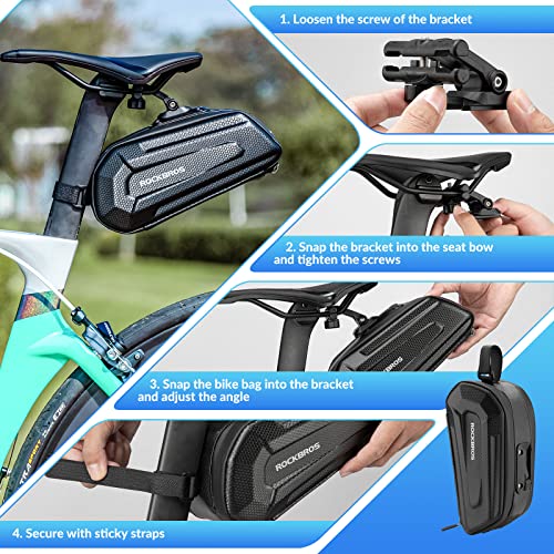 ROCKBROS Cycling Saddle Bag Water-Resistant Sturdy Cycling Pouch Bicycle Storage Holder with Taillight Mount for MTB Road and City Bike 1.7L - Image 7