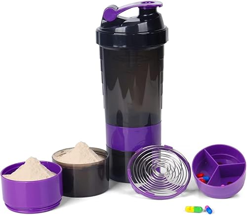 Miniatura 1 de Botella mezcladora de proteínas sin BPA con capacidad de almacenamiento de 17 onzas, ideal para batidos de proteínas, licuados de frutas, botella