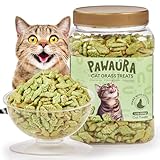 Pawaura 17.63oz Cat Grass Treats for Hairball Control – Natural Chicken & Cat Grass & Catnip Biscuits, Low-Calorie Healthy Snacks for Indoor Cats, Digestive & Dental Care