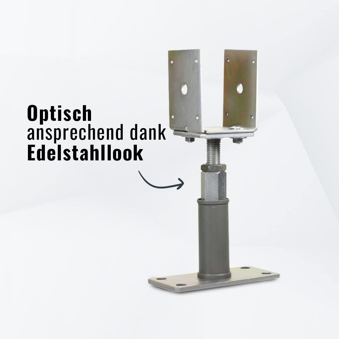 BB STANZ Pfostenträger Bodenplatte 160 x 80 x 6 mm (2 Stück) Stützfuß Bodenfuß Betonfuß höhenverstellbar verstellbar mit Lasche Trägerplatte 80 x 80 x 6 mm