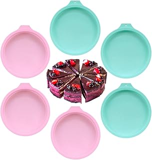 PUDSIRN Lot de 6 moules à gâteau ronds en silicone 15,2 cm 20,3 cm pour fête d'anniversaire, anniversaire de mariage (rose + vert 15,2 cm)