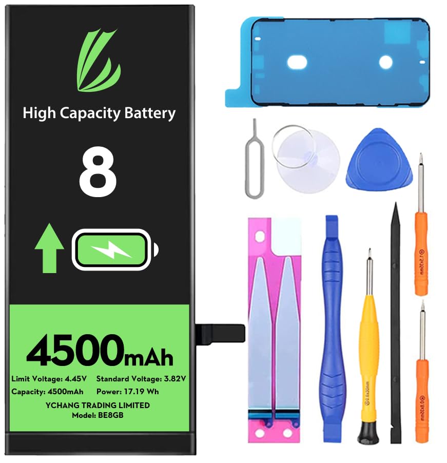 LL TRADER Akku für iPhone 8, 4500 mAh hohe Kapazität Lithium-Polymer-Akku mit Reparaturwerkzeug