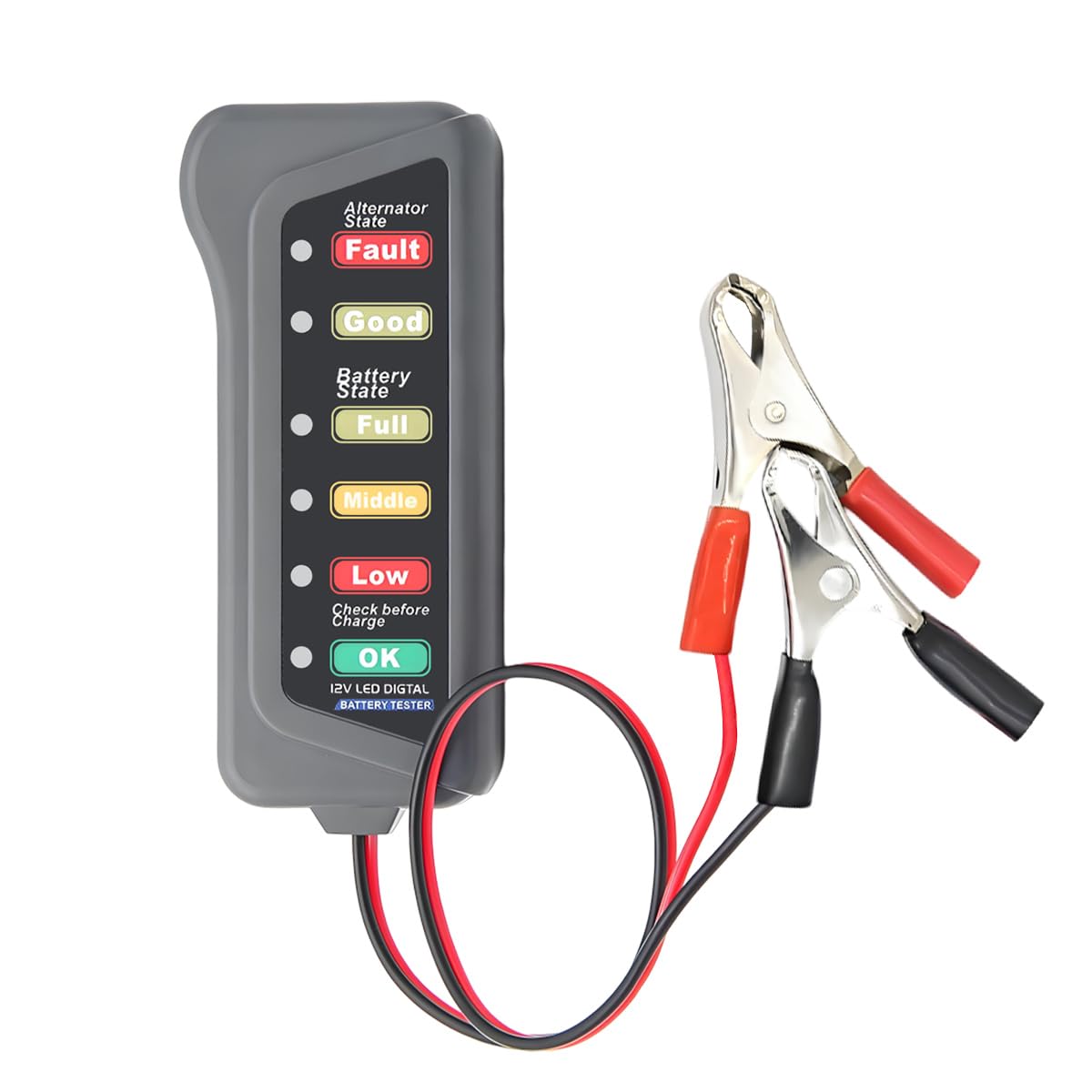 DXNQ Car Battery Alternator Tester, 12V Car Battery Load Tester, Auto Alternator Tester with 6 LED Indicator, Battery Tester for Testing Battery Condition & Alternator Charging for RV Golf SUV