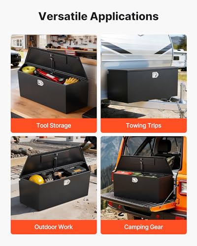 Image of VEVOR Trailer Tongue Box, Heavy Duty Trailer Tongue Tool Box Storage Organizer with Lock & Keys, Utility Tool Chest for Pickup Truck Bed, RV, SUV, Off-Road Vehicle, Steel, 49 inch x 13.9 inch x 18.5 inch