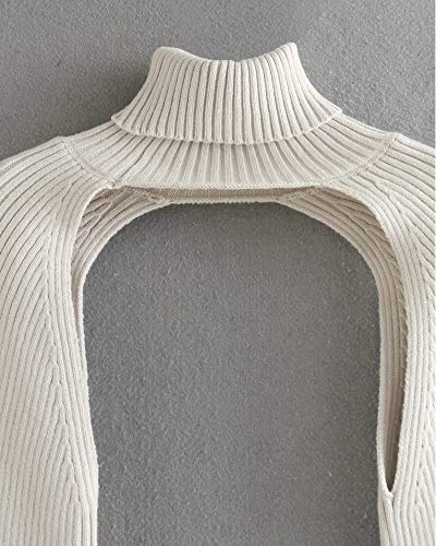 Elegtiskas Long Puff Sleeve Arm Warm Shrugs Backless Pullover Crop Top2