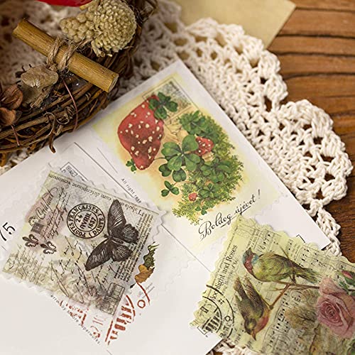 Cotrida 60Pcs Vintage Postage Stamp Stickers, Aesthetic Sticker For Scrapbooking, Journaling Supplies, Planners, Kid Diy Art Crafts, Bullet Journal Ephemera #TOP1