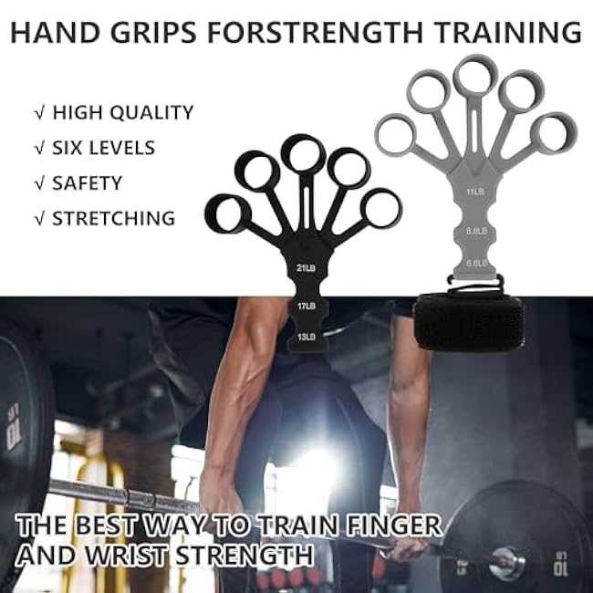 2PCS Ength Trainer, Grip Strength Trainer Finger Strengthener, Hand Grip Strengthener, Finger Grip Strength Trainer,Finger Exerciser,Hand Grip Strengthener 6 Resistant Level Finger Exerciser