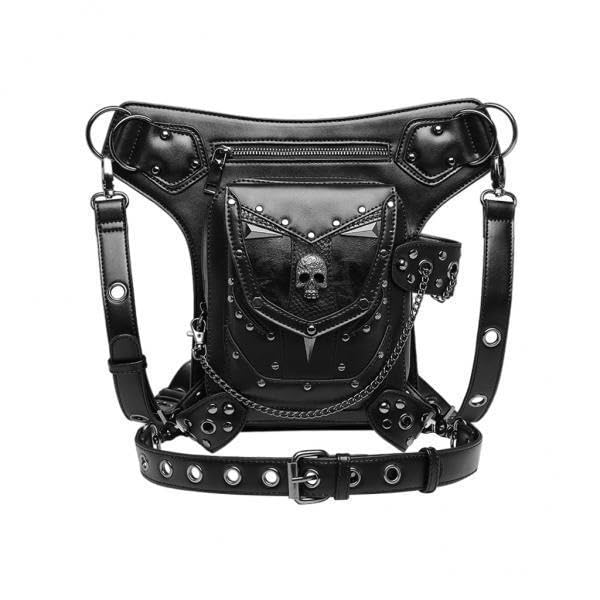 merishopp 2xGothic Steampunk Waist Bag Men Women Thigh Hip Belt Bag Purse Skull Black-picture-33