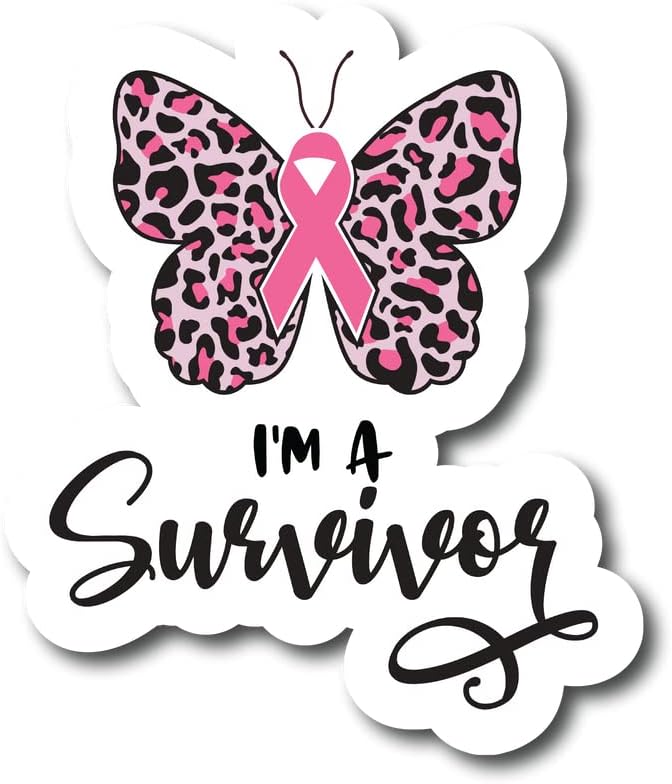 I'm A Survivor | Butterfly | Breast Cancer Awareness Month | Great Gift Idea|Single |5 Inch Magnet | Made in The USA | Car Auto Tool Box RefrigeratorMagnet | FBMMAG11703