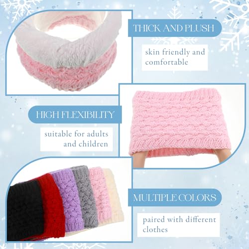 Cozypower 6 Pcs Kids Winter Knitted Infinity Scarf Girls Boys Neck Warmer Double Layer Fleece Lined Neck Gaiter Windproof3