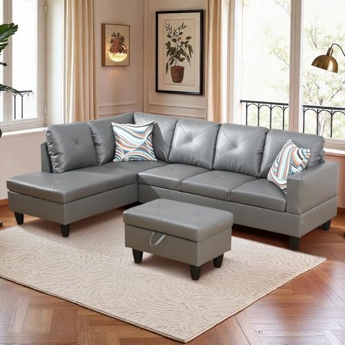 L-Shaped 3-Piece Sectional Sofa Set with Reversible Chaise & Storage