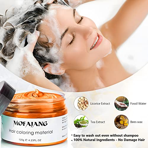 Image of Orange Temporary Hair Dye Wax Natural Instant Hair Color Wax Pomades 4.23 oz,Hair Styling Clay for Party, Cosplay, Halloween,Christmas