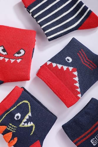 Image of Colourful Socks for Kids, Crew length, Soft Pure Cotton, Lightweight & Breathable, 1 to 9 Years, Pack of 5, Designer socks