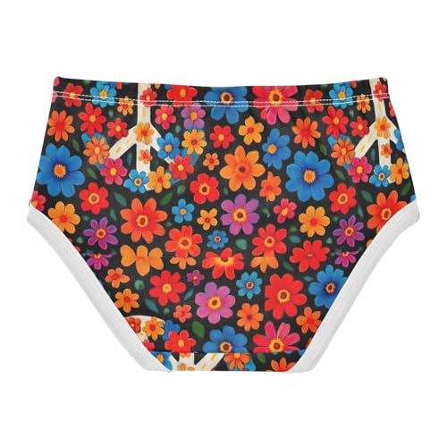 Joisal Cotton Toddlers Underwear Floral Colorful Floral White Peace Symbol Cute Panties Girl Bright Briefs Underpants 2t2