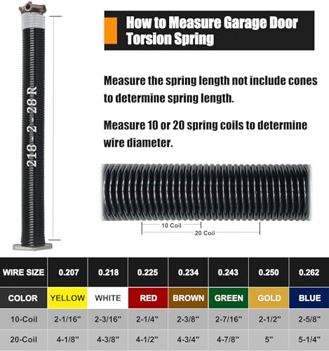 Garage Door Torsion Spring Set, Pair of 2" Electrophoresis Coated Garage Door Spring Replacement with 2 Non-Slip Winding Bars and Bearing, Minimum 16000 Cycles (.218x2x28") by YINKCO - Used condition - Image 5