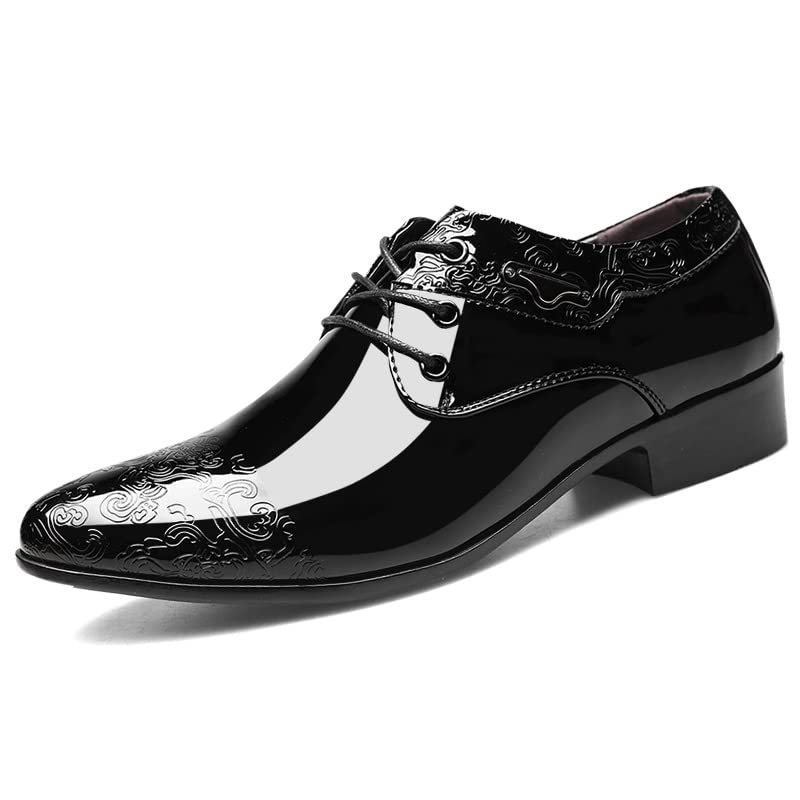 Mens Dress Shoes Flowers Pattern Formal Business Oxford Casual Shoes Comfortable Tuxedo Leather Lace Up Derbys Shoe