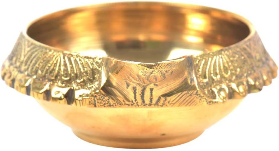Indian Shelf Handmade Kuber Brass Oil Lamps for Diwali Decoration Designer Worship Diya Precious Gifts (Size: 2.79cm) BOL-187