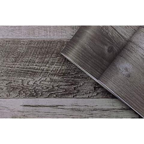 Vinyl Wallpaper Wood Grain Paper Splicing Wood Grain Peel & Stick Wallpaper Vintage Light & Dark Grey Wood Textured Removable Self-Adhesive Wallpaper Cover