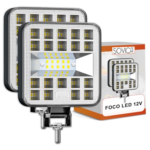 Foco led 12v 2 uds aluminio abs 29 led 6500K 8.4 cm 3.34' IP65 120% maxima luminosidad faros tractor 4x4 largo alcance