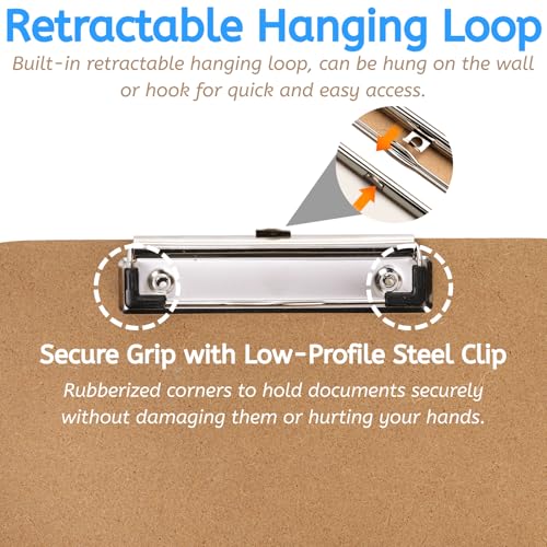 YOUEON 20 Pack Hardboard Office Clipboards, 9 x 12.5 Inch Letter Size Clipboard with Low Profile Clip & Hangable Loop, Clip Boards for Home Office School Hospital Supplies image 8