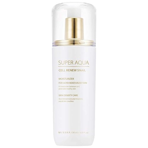 MISSHA Super Aqua Snail Essential Moisturizer de 44fl oz de extracto de slime de caracol previene y recupera daños en la piel y fortalece la barrera