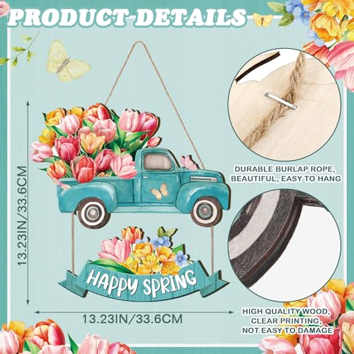 Barydat-Spring-Door-Sign-Tulip-Gnome-Wreath-for-Front-Door-Wreath-Truck-Gnome-Welcome-Hanger-Wooded-Hanging-Wall-Sign-for-Home-SummerTruck Barydat Spring Door Sign Tulip Gnome Wreath for Front Door Wreath Truck Gnome Welcome Hanger Wooded Hanging Wall Sign for Home SummerTruck