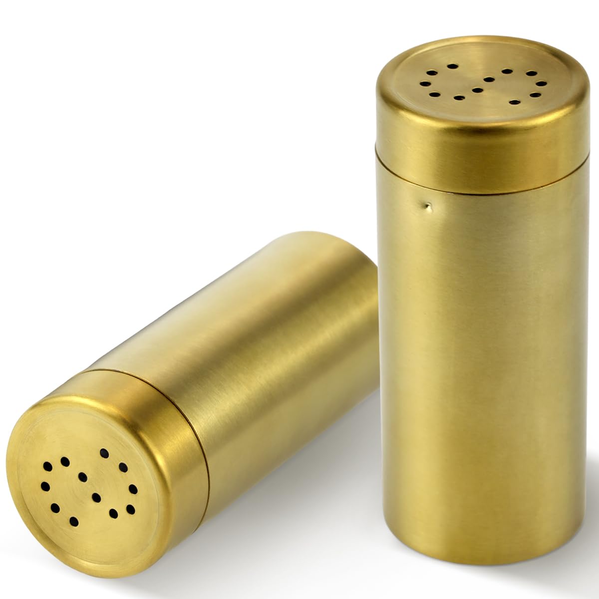 Gewürzstreuer aus Edelstahl mit drehbarem Deckel für Salz, Zucker, Gewürze, Pfeffer, Küchenhelfer zum Kochen und Grillen im Freien, 2 Stück