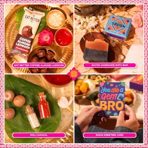 Image of Phool 13-item Ludo Rakhi Gift Hamper for Brother | Elaichi Rakhi, Coffee, Laddoo, Chikki, Soap & Ludo Game | Premium Raksha Bandhan Gift Set for Bhai rakhi gift hamper box set combo brother bhai sister