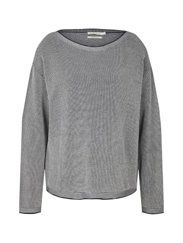 TOM TAILOR Damen Strickpullover mit Struktur 1033125, 30582 - Navy Bubble Structure, XL – Ansicht 6