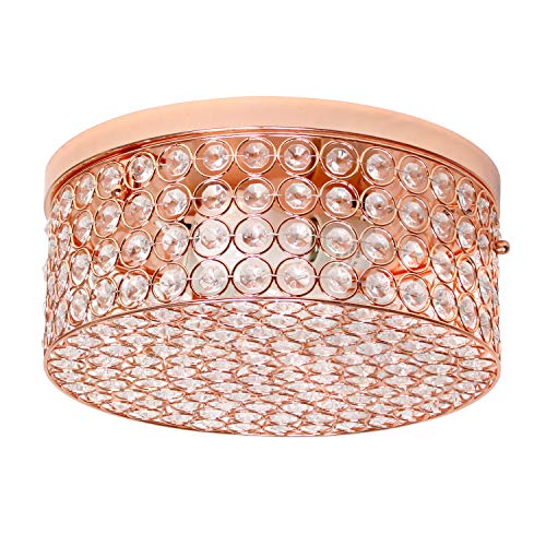 80% Off Discount Elegant Designs FM1003-RGD Elipse Round Flushmount, Rose Gold