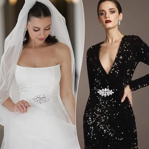 Applique en strass pour vêtement, patch mercerie à coudre motif strass argentés pour robe de mariée
