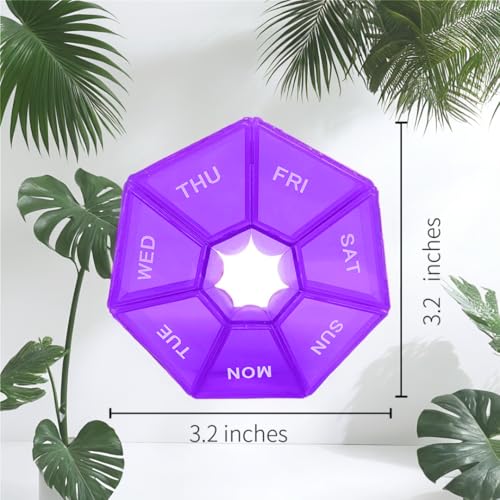 Image of Pill Organizer, Small Pill Box, 2Pack Pill Case, Weekly Pill Organizer,Medicine Pill Organizer 1 Time a Day, Pill Container, Pill Holder, Daily Pill Organizer Travel Pill Organizer 7 Day(Purple)