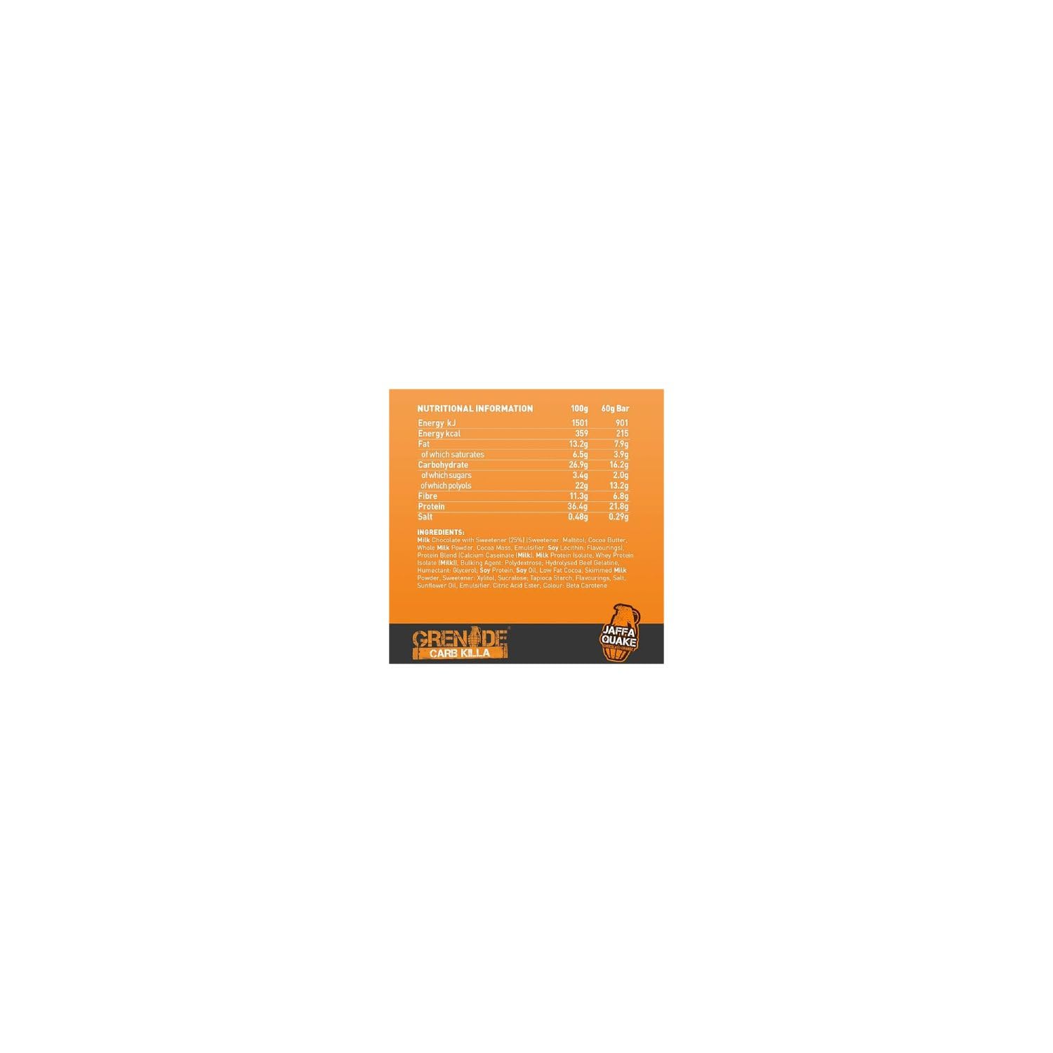 Grenade Protein Bar Jaffa Quake 12x60g