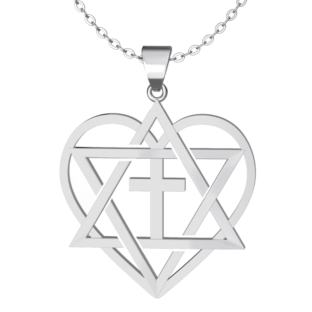 The Positive Christian Messianic Bracelet, Necklace - Stainless Steel - Heart and Cross - Jesus Jewelry - Jewish Christian Faith Jewelry Gift for Any