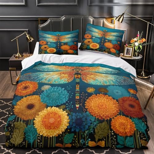 Housse de couette libellule microfibre 135x200 parure lit enfant - 2