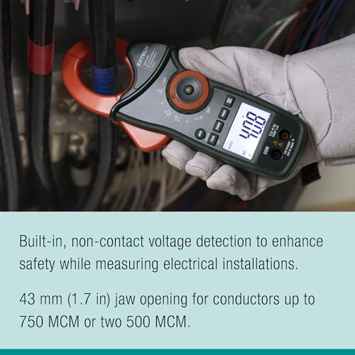Image of Extech EX820A 1000A True RMS AC Clamp Meter with IR Thermometer | AC to 1000A, IR thermometer with laser, LoZ, low pass filter, inrush, CAT IV 600V, 6000-count backlit