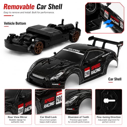 Image of Nextronix 40 km /h High-Speed 1:16 Scale 4WD RC Drift Car | 2.4GHz Remote Control Racing Car with LED Lights & Rechargeable Battery | Carbon Black Edition
