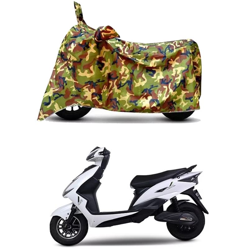 Image of Waterproof 100% PVC Coated Full Bike Scooty Two Wheeler Body Cover Compatible for EeVe Wind STD /UV-Rays /Heat Protection /Birds Dropping /Scratchproof /Dust Proof /All Varient[6X6 Jungle Print]