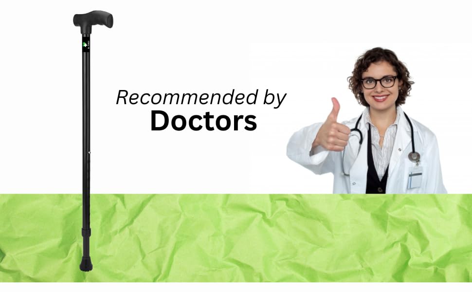 Dr. TORSO Walking Stick with Adjustible Height Stainless Steel Body for Patients, Old People or Physically Challenged (Chrome) Grey - Image 5 thumbnail
