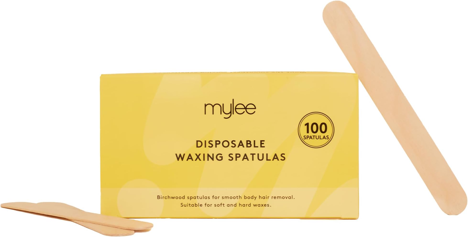 Mylee Premium Salon Quality Disposable Wooden Spatulas for Waxing, Pack of 100, Hygenic and Suitable for Warm and Hot Waxes