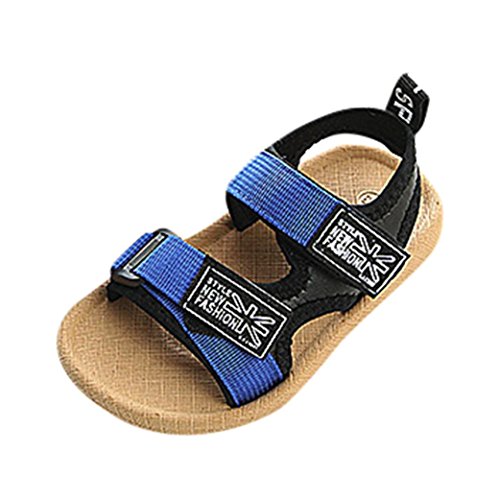 KONFA Toddler Baby Boys Open-Toe Beach Patchwork Sandals,for 1.5-4 Years old,Summer Casual Hook&Loop Flat Shoes (Blue, 2.5-3 Years old)