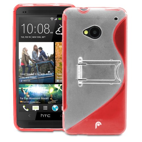 Fosmon HYBO-SK Series PC + TPU Hybrid Kickstand Case for HTC One (M7) - Red