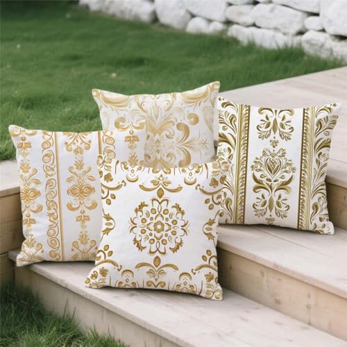 Housse coussin 50x50cm imperméable en lin jaune double face